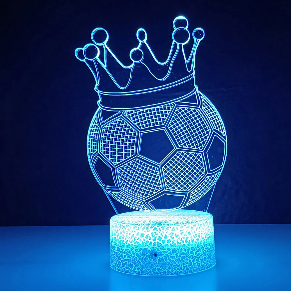 Football Crown 3d Illusion Night Light 16 Colors Touch Sensor Remote Nig... - $7.93