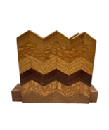 Vintage Napkin Holder MCM Inlaid Wood Checkered Herringbone American Craft - €29,94 EUR