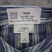 Ann Taylor Loft Shirt Womens 8 Blue Long Sleeve Spread Collar Stripe Button Up - £17.88 GBP