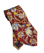 Nino Collection Classic Necktie Silk Jockey Horse Burgandy with Graphics... - $20.46 CAD