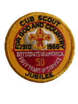 Cub Scout / Boy Scout 50 Years Of Service Jubilee 1910-1960 3 Inch New Patch - £4.78 GBP