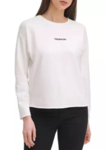 New Calvin Klein White Frecn Terry Logo Cotton Top Size L - £40.74 GBP