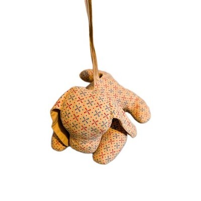 Vintage Stuffed Fabric Dog Bunny Rattle Soft Baby Toy Yellow Red Blue Plaid Folk Item image 9