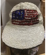 Sequin Baseball cap hat Patriotic stars red blue silver white flag - $595.61 MXN