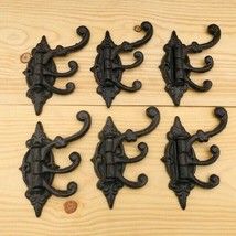 6 Cast Iron Antique Style SWIVEL Coat Hooks Hat Hook Rack Hall Tree Restoration - £29.56 GBP
