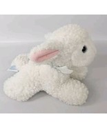 Vintage Eden 6” Plush Lamb White Sherpa Blue Bow Stuffed Animal Rattle B... - $19.75
