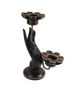 &quot;Be Blessed&quot; Hand Mudra Carved Rain Tree Wooden Candle Holder - £27.18 GBP