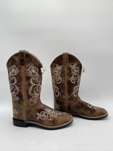 Shyanne Girls&#39; Little Lasy Floral Embroidered Western Boots Square Toe Brown 6D - £35.11 GBP