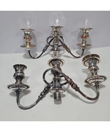 Silver candelabra arms set of 2 three candle holders Wall Mount MCM Home... - $33.66