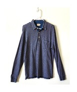 Faherty Long Sleeve Cotton Striped Collared Polo Tee Shirt Medium - $47.86 CAD