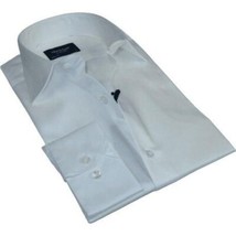 Men 100% Sateen Cotton Shirt Manschett Quesste Turkey Slim Fit 4010-02 White image 3