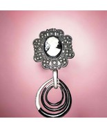Gorgeous vintage Pewter decorated cameo pendant and one black and silver... - $43.42 CAD