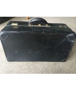Gladstone Bag Vintage Black Leather Suitcase Luggage Travel Antique Bras... - $2,280.34 MXN