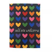 NEW All Are Welcome Hearts Outdoor Garden Flag 18 x 12.5 inches polyester - £7.94 GBP