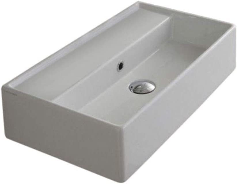 Primary image for Scarabeo 5002-No Hole Teorema Rectangular Ceramic Wall Mounted/Vessel, White