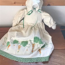 Handmade Folk Art Fabric Doll with Repurposed Vintage White Cotton Dresser Scarf - £12.36 GBP