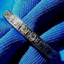 Pave Diamond Deco Wedding Band Gatsby era Antique Platinum Eternity Ring 6.25 - $30,658.37 MXN