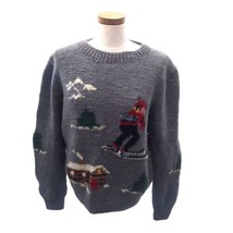 Harwood Court Uruguay Hand Knitted Holiday Xmas Sweater Skiing Wool XL Vintage  - £28.98 GBP