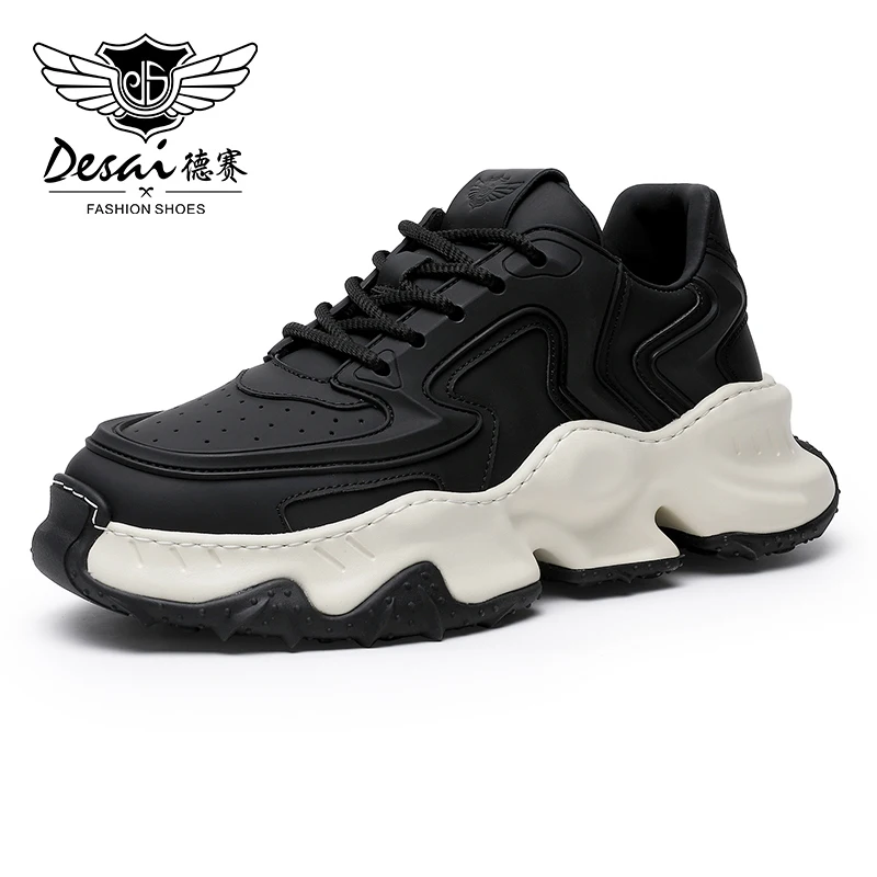 Men Casual Shoes Genuine Leather Designer Male Sneakers Laces Up Breatha... - $144.43