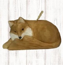 Fox Wood Handcrafted Christmas Ornament Hand Carved NWT - £15.50 GBP