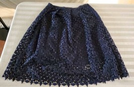 NWT Ann Taylor Dark Blue/Black Diamond Shaped Lace A Line Skirt Size 4 - $24.74