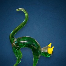 Green Hand Blown Glass Cat Figurine - £7.95 GBP
