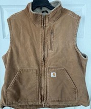 Carhartt Womens Duck Canvas Fleece Sherpa Lined Full Zip Vest Xl Reg WV001-BR - £45.08 GBP