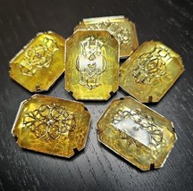 VTG 6 Chunky Amber Gold Chrome Lucite Resin Acrylic Costume Jewelry Pieces - £54.20 GBP