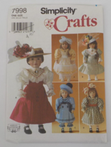 Simplicity Crafts Pattern #7998 18&quot; Doll Clothes Dresses Blouse Skirt Uncut 1997 - £6.28 GBP