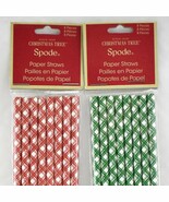 Spode Paper Straws Christmas Red &amp; Green Plaid Holiday 2 Packs x 8 Count - $173.09 MXN