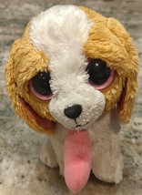 Ty Beanie Boos Cookie the Dog 6” Brown White Black With Pink Heart &amp; Eyes - $13.95