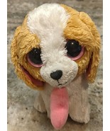 Ty Beanie Boos Cookie the Dog 6” Brown White Black With Pink Heart &amp; Eyes - £10.94 GBP