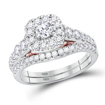 14kt White Gold Round Diamond Bridal Wedding Engagement Ring Band Set 1.00 Ctw - £1,252.99 GBP