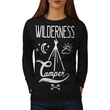 Wellcoda Wild Camper Moon Womens Long Sleeve T-shirt, Adventure Casual Design - £19.21 GBP