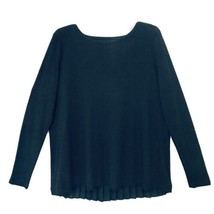 Loft Outlet Womens Black M Henley Front Accordion Pleated Back Long Sleeve Top - £15.69 GBP