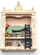 Disney Bookcase with Bed Doll House Furniture Miniatures Tan 4&quot; Tall - £20.02 GBP