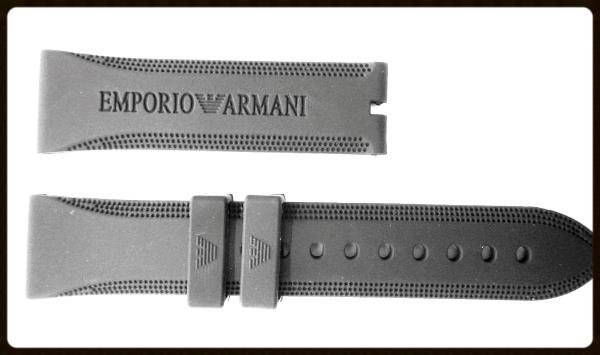 Primary image for 22 mm jenuine rubber EMPORIO ARMANI black watch band strap+ silver deployment cl
