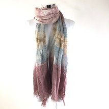 Womens Scarf Wrap Sheer Tie Dye Metallic Pastel Pink Blue Rectangle 75x34 - £7.66 GBP