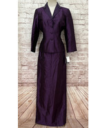KIR Skirt Suit 6 NEW Silk Formal Plum Vintage 3/4 Sleeve Lined Long Skir... - £93.60 GBP