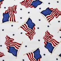 American Flag Fabric Waving Flags 4th of July by Oakhurst Textiles 100% Cotton - £14.12 GBP