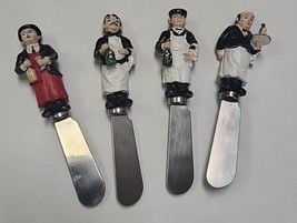 Set of 4 Waiter/Figures Cheese Spreaders or Knife By Guy Buffet Preowned - $13.98