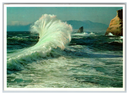 Pacific Ocean Wave at Cape Kiwanda, Oregon Coast Postcard White Border Unposted - £3.82 GBP