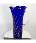Ajka Frances Blue Crystal Swirl Martini Pitcher Measures 10.2&quot; H NIB - $395.00