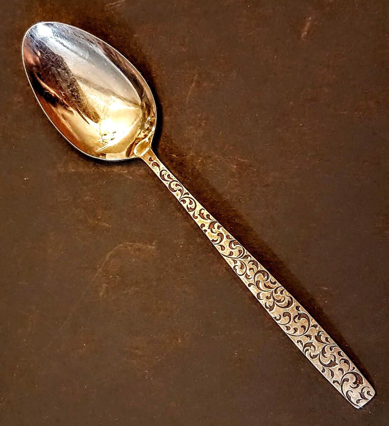 Corsican Soup Spoon Japan Stainless 7.5&quot; Black Scroll Vine Tablespoon Ut... - $7.85