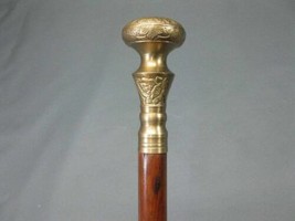 Knob Brass Handle Wooden Walking Stick Antique Solid Brass Vintage Desig... - £28.46 GBP