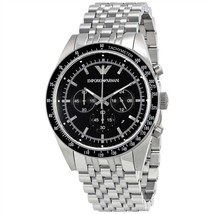 Emporio Armani AR5988 Tazio Mens’ Silver Stainless Steel Chrono Watch + Gift Bag - £93.39 GBP