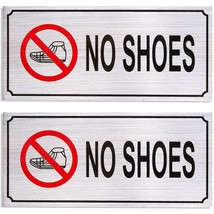 2-Pack No Shoes Signs - Remove Shoes Wall Plates, Self-Adhesive Aluminum Sign - £14.08 GBP
