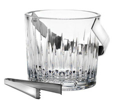 Reed &amp; Barton Hamilton Crystal Ice Bucket w/Stainless Handle &amp; Tongs New - £39.42 GBP