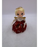 Vintage Felt Angel Ornament Poseable Hands and Head Blonde Hair Made in ... - $16.83