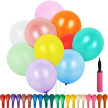 100 Pack Balloons Assorted Colors With Balloon Pump, 12 Inch Rainbow Party Ballo - £10.21 GBP